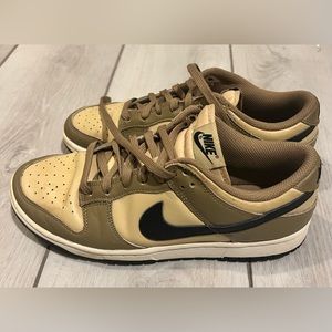 Nike Low Dunks - Men’s size 9, color Tan/Gold and Black
